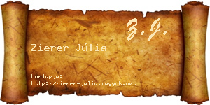 Zierer Júlia névjegykártya